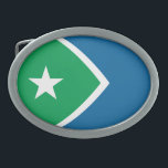 Flagga av Cedar Rapids, Iowa<br><div class="desc">Bälte Buckle med en design med flagga Cedar Rapids, Iowa. En grönt och blå flagga med vit stjärna</div>