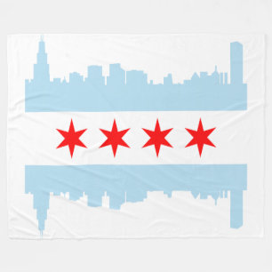 Flagga av Chicago horisont Fleecefilt