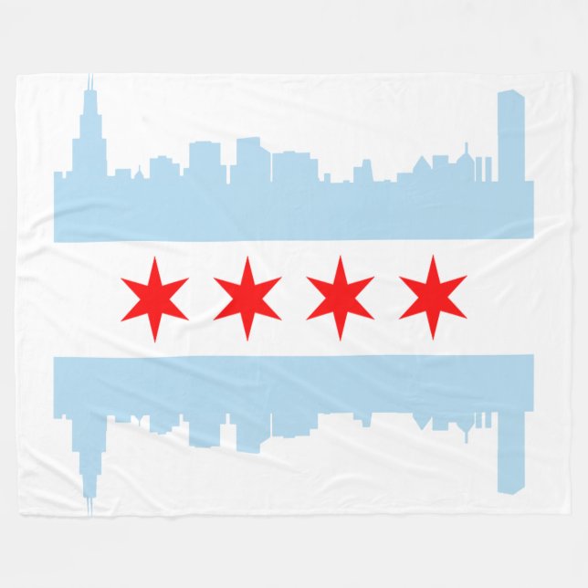 Flagga av Chicago horisont Fleecefilt (Framsidan (Horisontell))