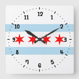 Flagga av Chicago, Illinois Fyrkantig Klocka