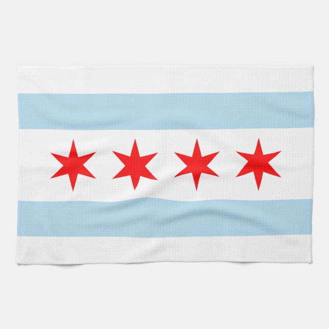 Flagga av Chicago, Illinois Kitchen Towel Kökshandduk (Horisontell)