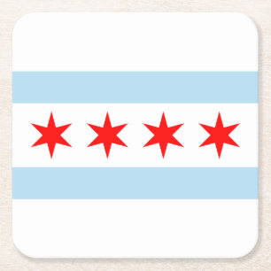 Flagga av Chicago, Illinois Square Papper Underlä Underlägg Papper Kvadrat