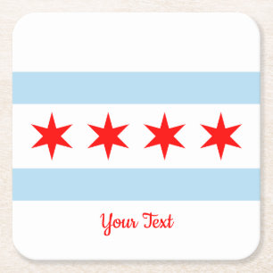 Flagga av Chicago, Illinois Square Papper Underläg Underlägg Papper Kvadrat