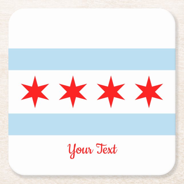 Flagga av Chicago, Illinois Square Papper Underläg Underlägg Papper Kvadrat (Framsidan)
