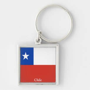 Flagga av Chile Fyrkantig Silverfärgad Nyckelring