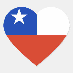 Flagga av Chile Hjärtformat Klistermärke