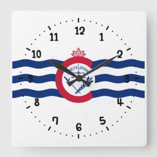 Flagga av Cincinnati, Ohio Square Wall Clock Fyrkantig Klocka