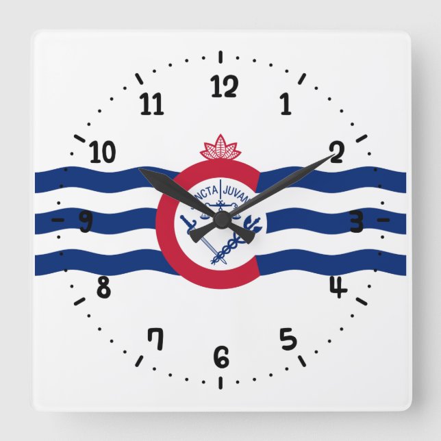 Flagga av Cincinnati, Ohio Square Wall Clock Fyrkantig Klocka (Framsida)