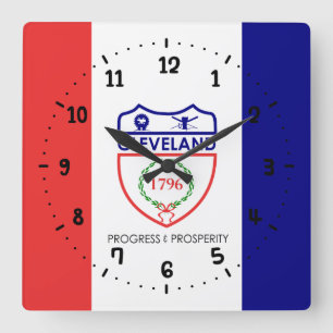 Flagga av Cleveland, Ohio Square Wall Clock Fyrkantig Klocka