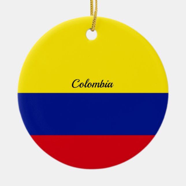 Flagga av Colombia, märkt Julgransprydnad Keramik (Framsidan)