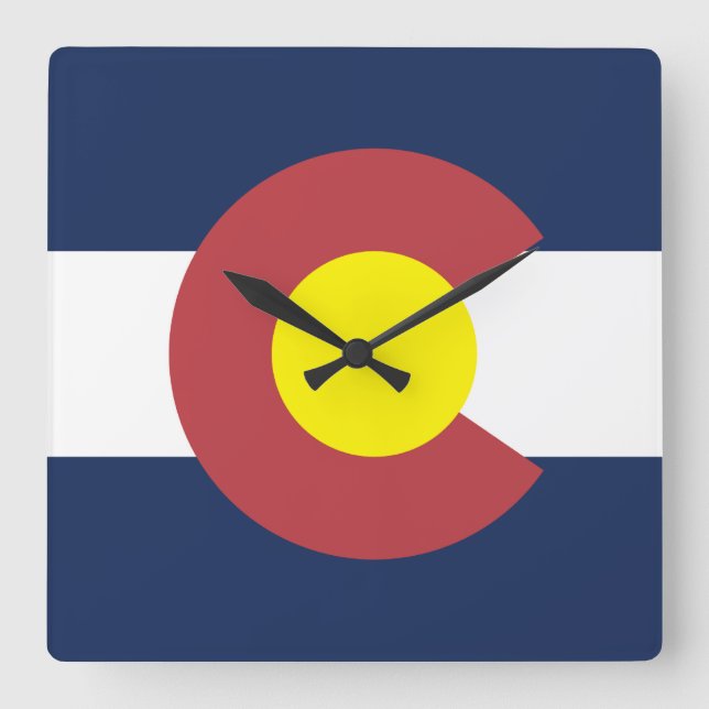 Flagga av Colorado Fyrkantig Klocka (Framsida)