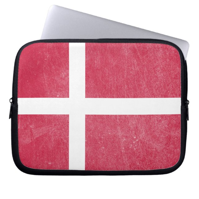 Flagga av Danmark Grunge Laptop Sleeve (Framsidan)