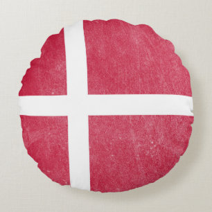 Flagga av Danmark Grunge Rund Kudde