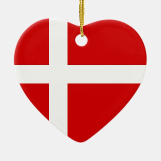 Flagga av Danmark Julgransprydnad Keramik (Framsidan)