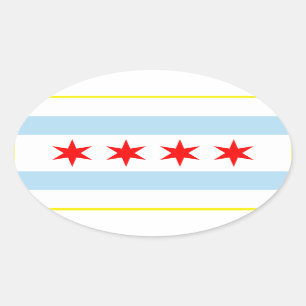 Flagga av den Chicago t skjortan Ovalt Klistermärke