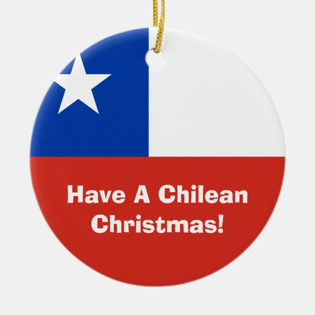 Flagga av den Chile julprydnaden Julgransprydnad Keramik (Framsidan)