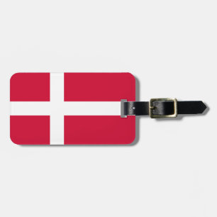Flagga av den Danmark bagagemärkren med läder Bagagebricka
