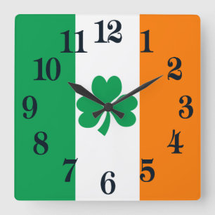 Flagga av den Irland shamrocken Fyrkantig Klocka