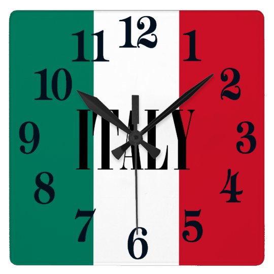 Flagga av den italienItalia italienare Fyrkantig Klocka