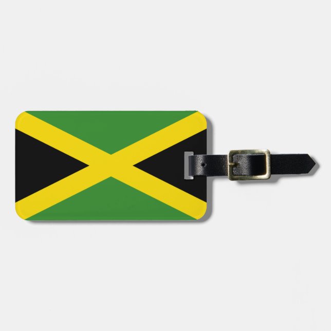 Flagga av den Jamaica bagagemärkren med läder Bagagebricka (Horisontell Framsida)