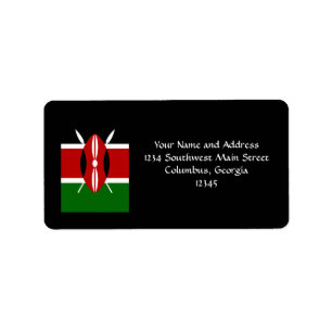 Flagga av den Kenya afrikan Adressetikett
