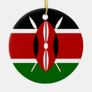 Flagga av den Kenya afrikan Julgransprydnad Keramik
