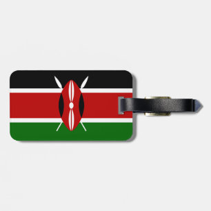 Flagga av den Kenya bagagemärkren med läder fäster Bagagebricka