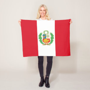Flagga av den Peru emblemen Pabellón små Naciona Fleecefilt