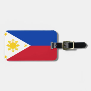 Flagga av den Philippines bagagemärkren med läder Bagagebricka