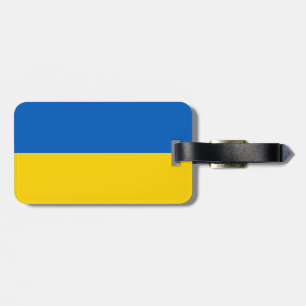 Flagga av den Ukraina bagagemärkren med läder Bagagebricka