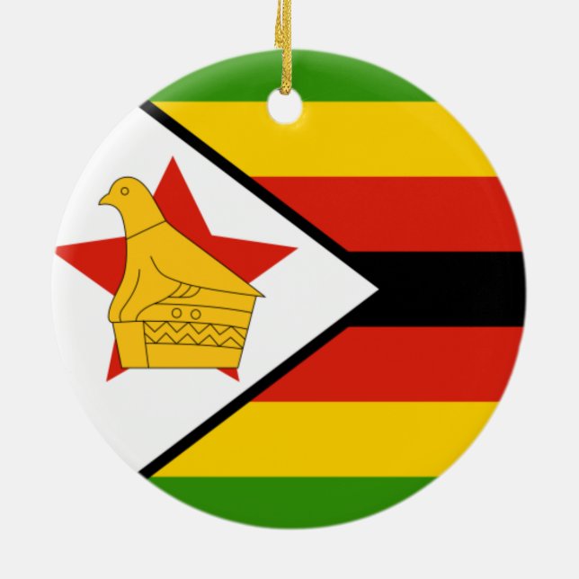 Flagga av den Zimbabwe prydnaden Julgransprydnad Keramik (Baksidan)