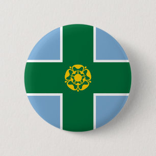 Flagga av Derbyshire Pinback Button Knapp