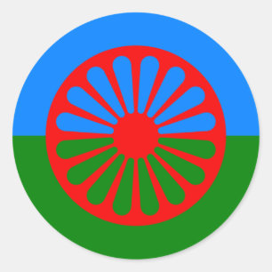 Flagga av det Romani folket - Romani flagga Runt Klistermärke