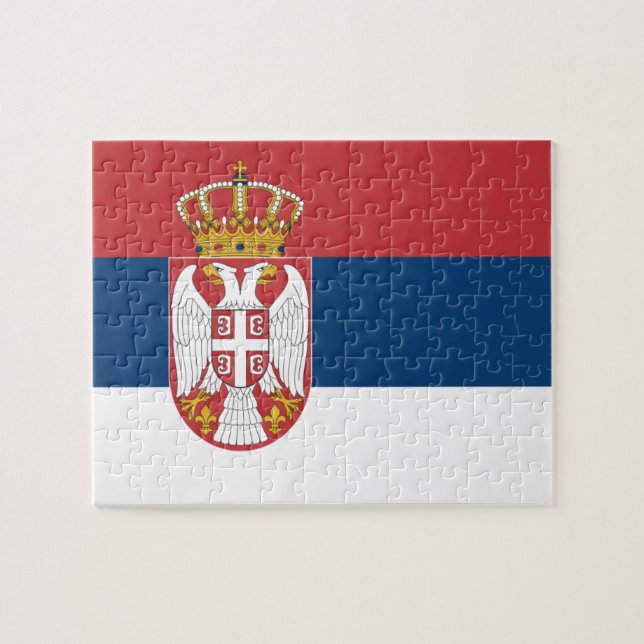 Flagga av det Serbia fotopussel (Horisontell)