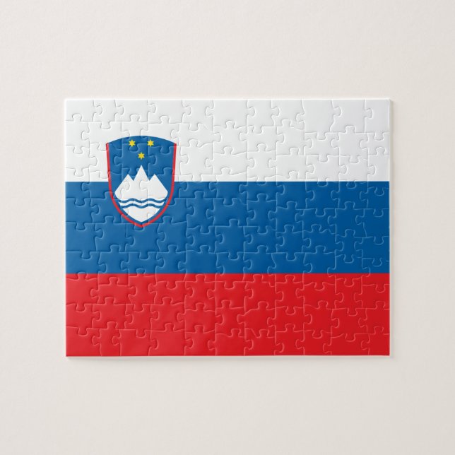 Flagga av det Slovenien fotopussel (Horisontell)