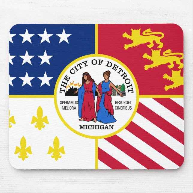 Flagga av Detroit, Michigan Mouse Pad Musmatta (Framsidan)