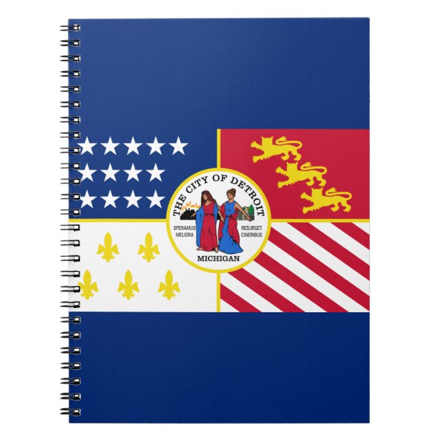Flagga av Detroit, Michigan Notebook Anteckningsbok (Framsidan)