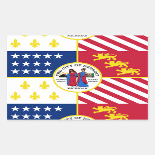 Flagga av Detroit, Michigan Rektangulärt Klistermärke