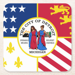 Flagga av Detroit, Papper Underlägg på Michigan Sq Kvadrat