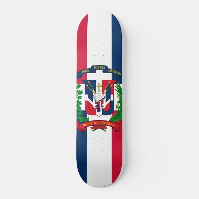 Flagga av Dominikanska republiken Mini Skateboard Bräda 18,5 Cm (Framsida)