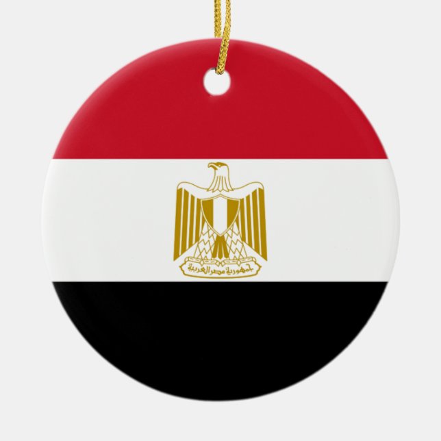 Flagga av Egypten Julgransprydnad Keramik (Framsidan)