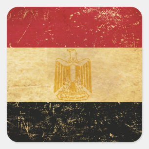 Flagga av egypten Vintage Grunge Design Fyrkantigt Klistermärke