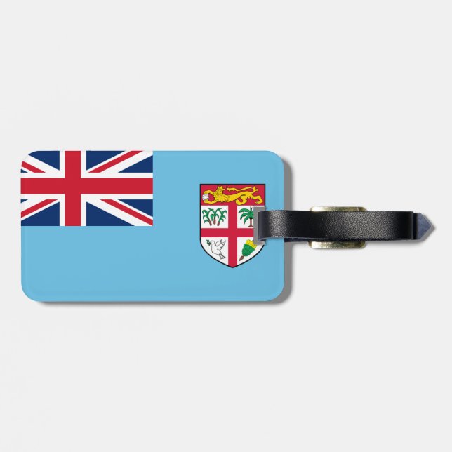 Flagga av Fiji Luggage Tag w/läderband Bagagebricka (Baksida Vågrät)