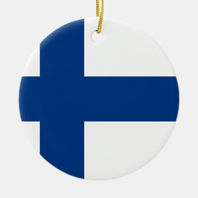 Flagga av Finland (den Suomen lippuen, den Julgransprydnad Keramik (Framsidan)