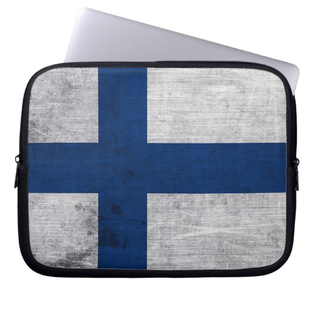 Flagga av Finlands Grunge Laptop Sleeve (Framsidan)