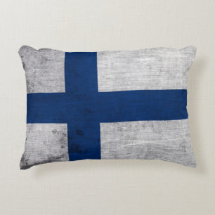 Flagga av Finlands Grunge Prydnadskudde