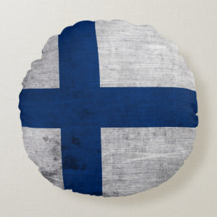 Flagga av Finlands Grunge Rund Kudde