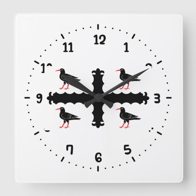 Flagga av Flintshire Square Wall Clock Fyrkantig Klocka (Framsida)