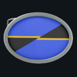 Flagga av Folsom, Kalifornien<br><div class="desc">Bälte Buckle med en design med flagga Folsom,  Kalifornien. En blå,  svart och gult-flagga</div>