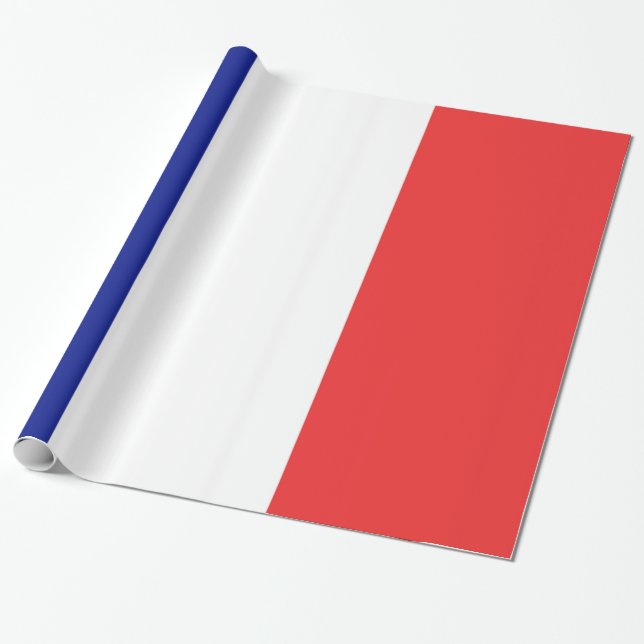 Flagga av Frankrike Fransk Tricolore Presentpapper (Utrullad)